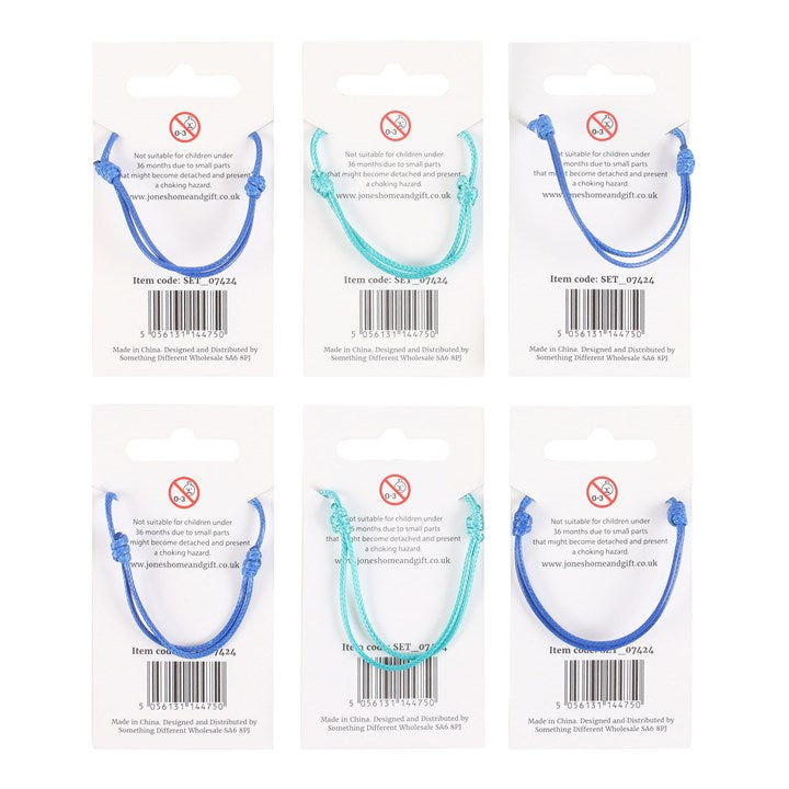 Pack of 12 Nautical Bracelets with Metal Charms