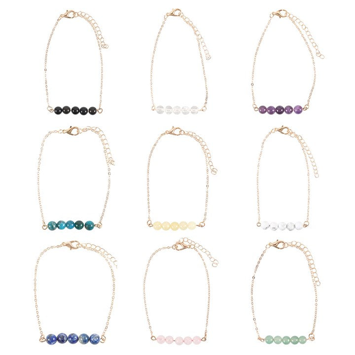 Set of 9 Crystal Beaded Chain Bracelets