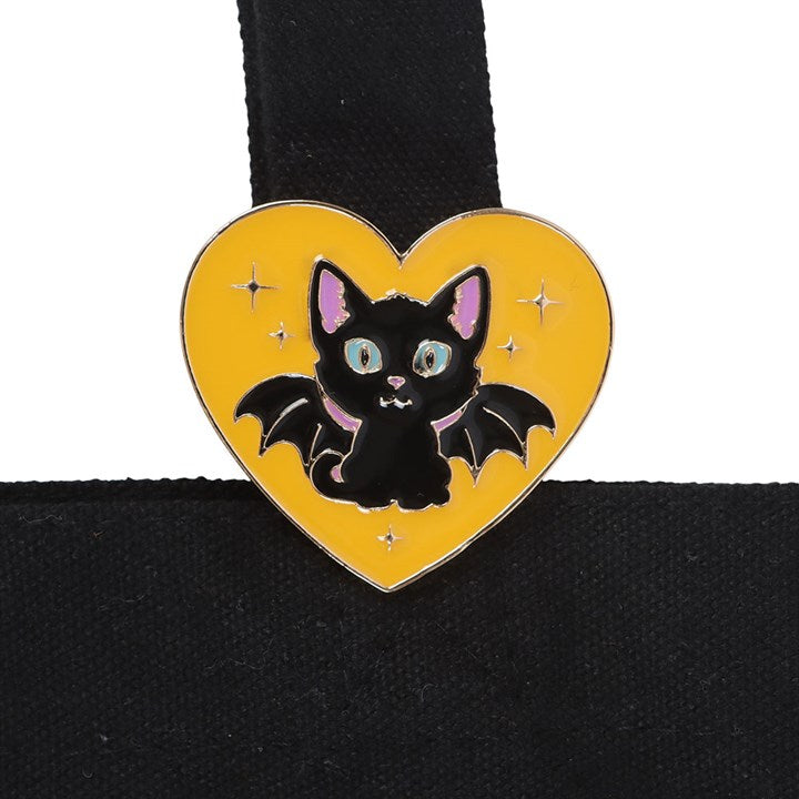 In My Witch Era Bat Cat Polycotton Tote Bag with Enamel Pin