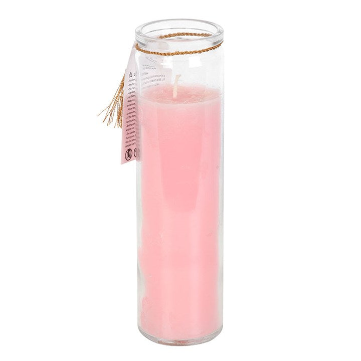 Mystic Rose Tube Candle with Rose Quartz Crystals