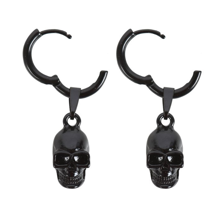 Black Stainless Steel Skull Earrings