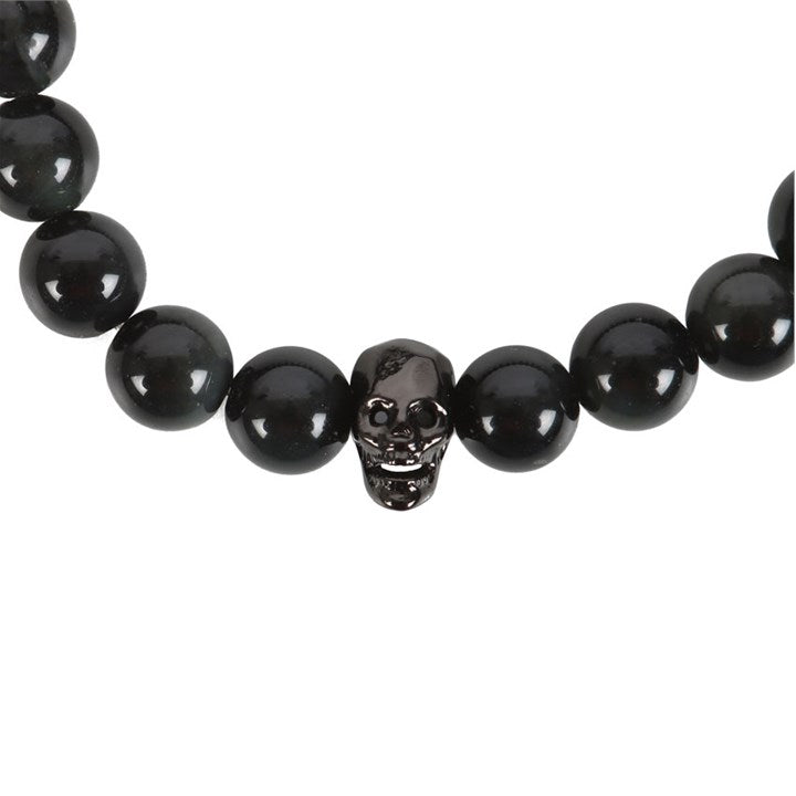 Black Obsidian Skull Bracelet