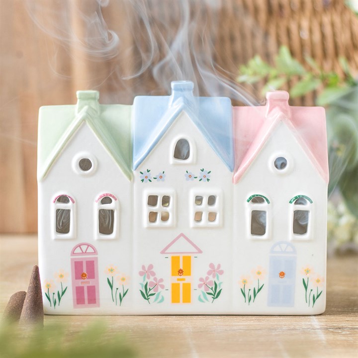 Pastel House Incense Cone Burner and Tealight Holder