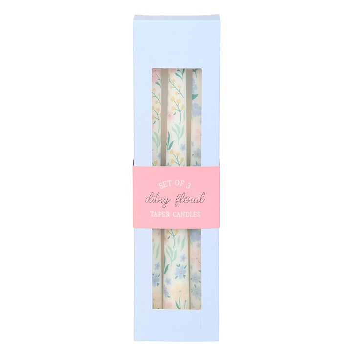 Set of 3 Ditsy Floral Taper Candles