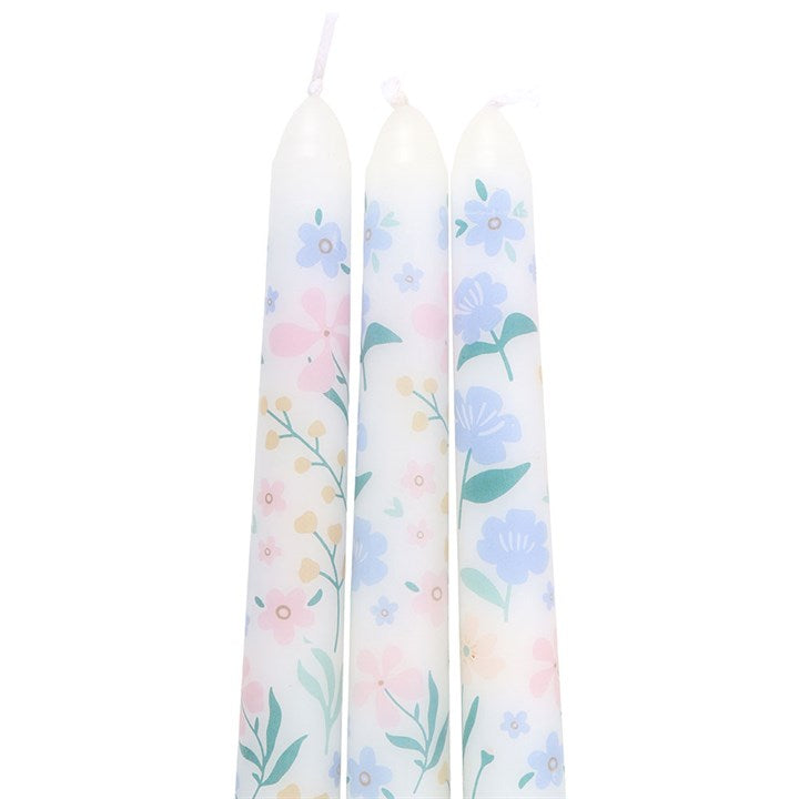 Set of 3 Ditsy Floral Taper Candles