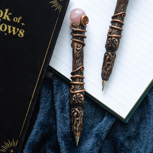 Romance Rose Quartz Crystal Wand Pen