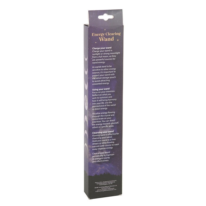 Energy Clearing Aura Quartz Crystal Wand with Pouch