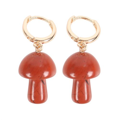 Red Jasper Crystal Mushroom Earrings