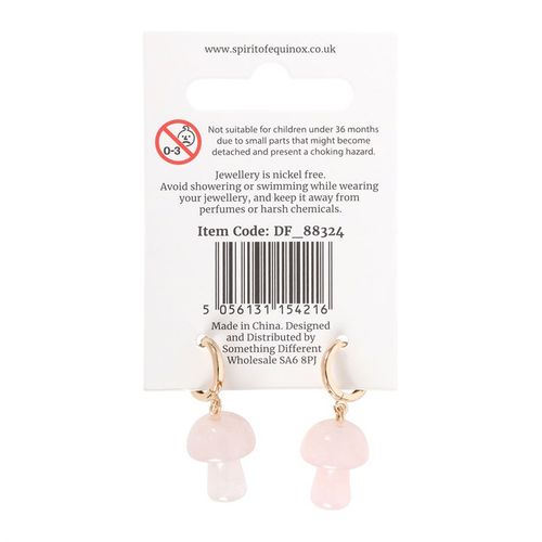 Rose Quartz Crystal Mushroom Earrings