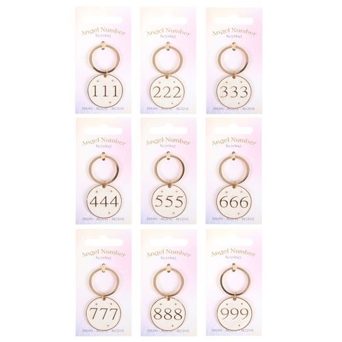 Pack of 9 Angel Number Keyrings