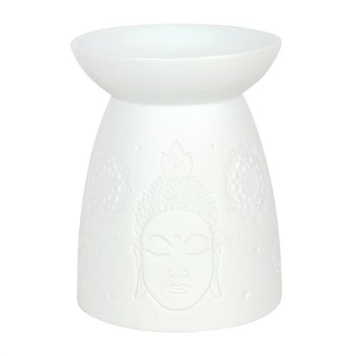 White Ceramic Buddha Face Oil Burner and Wax Warmer