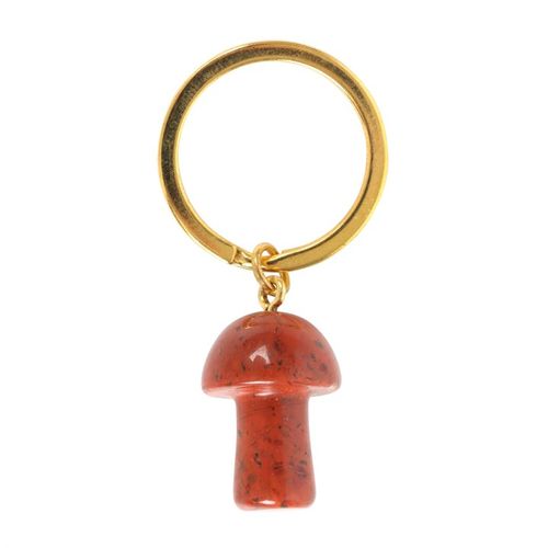 Red Jasper Crystal Mushroom Keyring