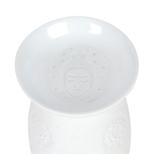 White Ceramic Buddha Face Oil Burner and Wax Warmer