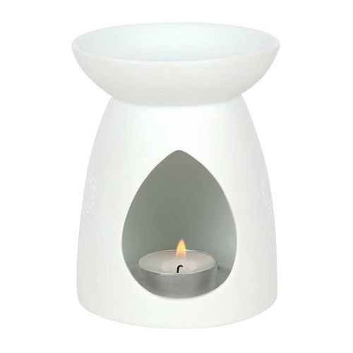 White Ceramic Buddha Face Oil Burner and Wax Warmer